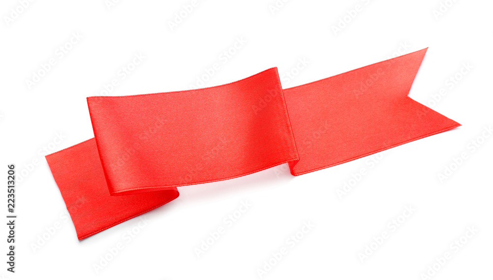 Red ribbon on white background