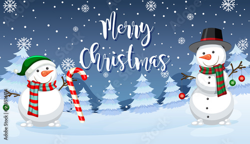 Merry Christmas snowman card Canvas Print