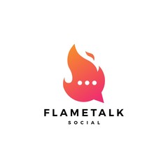 Wall Mural - fire flame talk chat bubble logo icon