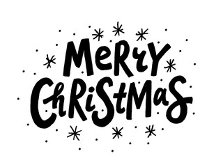 Wall Mural - Merry Christmas text. Vector illustration. Unique xmas design element