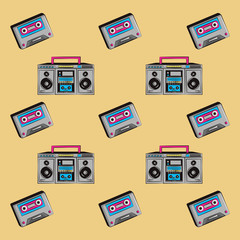 Poster - 90s radio and cassettes pattern background