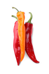 Fresh chili peppers on white background