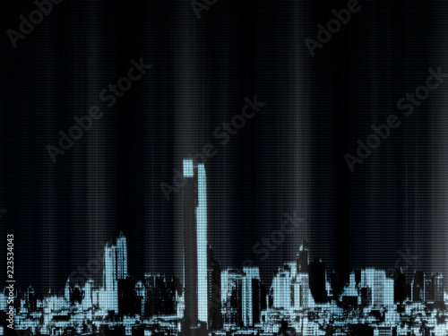 Digital Binary City Concept Virtual Buildings Created From Glowing Digital Binary City Concept Virtual Buildings Created From Glowing Zero And One Text To Ilrate Advancement Of Technology In The Future