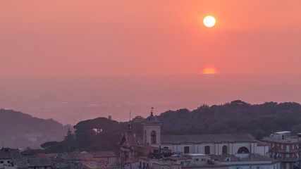 Wall Mural - Duomo di San Pancrazio Martire at sunset in beautiful town of Albano Laziale timelapse, Italy