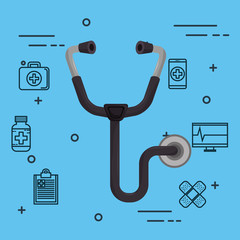 Canvas Print - stethoscope with medical healthcare icons