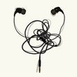Tangled headphones. Image for printing on t-shirt, clothes, postcard, background, banner and other...