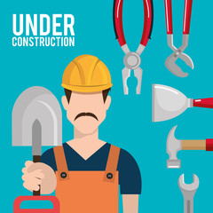 Sticker - builder character with construction equipment