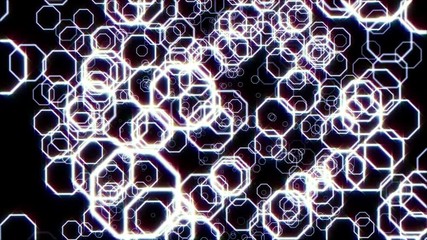 Leinwandbilder - Octagonal Flickering Moving Particle Graphic Animation Background	