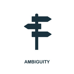 Ambiguity icon. Monochrome style design from big data icon collection. UI. Pixel perfect simple pictogram ambiguity icon. Web design, apps, software, print usage.