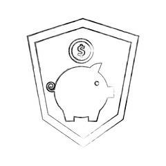 Canvas Print - shield protection piggy bank coins currency money