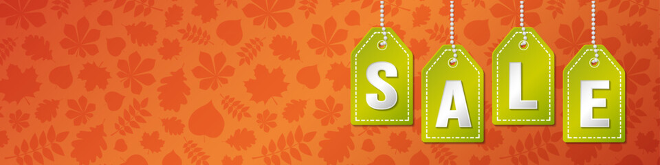 Autumn Sale - background with leaves. Vector.