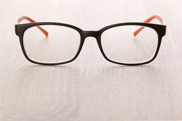 Sticker - eye glasses on wood table