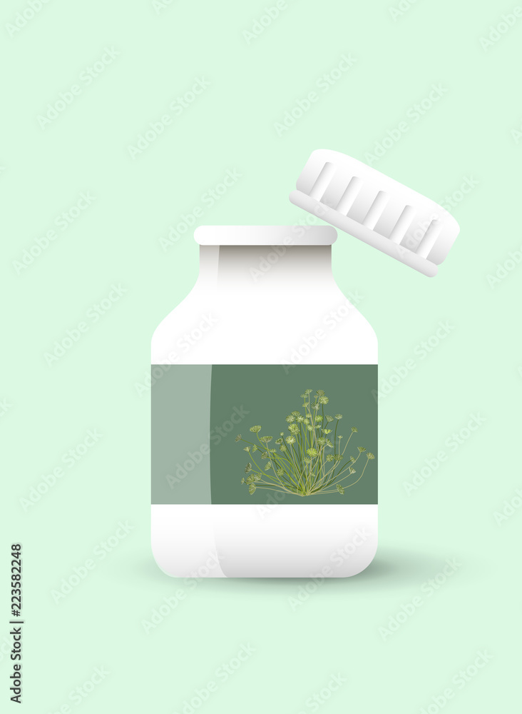 Medicine vitamins and minerals bottle mockup with hand drawn vector ...