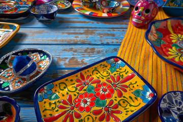 Wall Mural - Mexican pottery Talavera style of Mexico