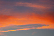 Dramatic Orange Sunset With A Blue Sky