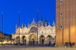 Beautiful Basilica di San Marco at sant Mark square at night in Venice, Italy
