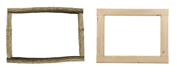 set of wooden frame on white background isolated