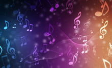 Abstract Colorful Music Background With Notes