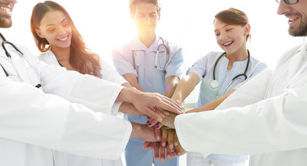 background image of a successful group of doctors on a white background