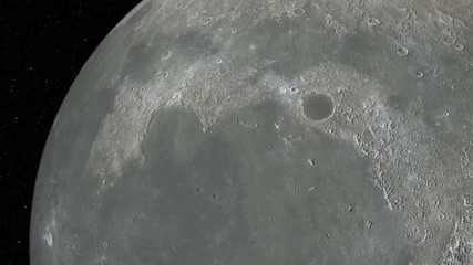 Wall Mural - flying over the moon surface view from a space