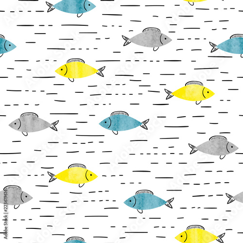 Seamless sea pattern with w...