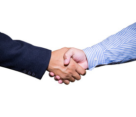 handshake and business people concepts. two men shaking hands isolated on white background. close-up