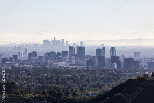 Smoggy hazy morning view of...