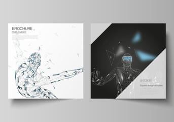 Wall Mural - minimal vector illustration of editable layout of two square format covers design templates for broc