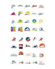 Canvas Print - variation mixed athlete building image vector icon logo symbol set