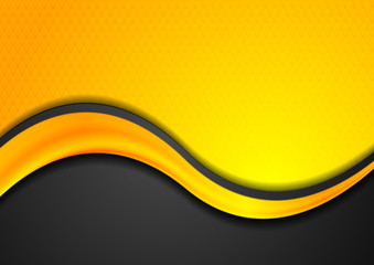 Orange and black abstract background with glossy wave