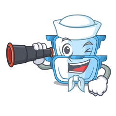 Poster - Sailor with binocular cartoon double boiler for the cooking