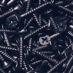 Wall Mural - Black self-tapping screw. Screws for construction work.