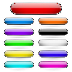 Wall Mural - colored glass 3d buttons with chrome frame. oval icons