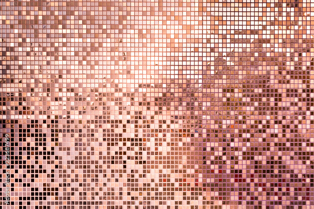 Pink rose gold square mosaic tiles for background - obrazy, fototapety, plakaty 
