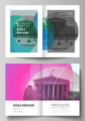 Wall Mural - the vector layout of two a4 format cover mockups design templates for bifold brochure, magazine, fly