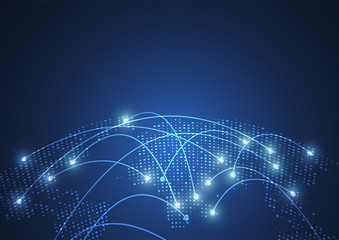 Global network connection. World map point and line composition concept of global business. Vector Illustration