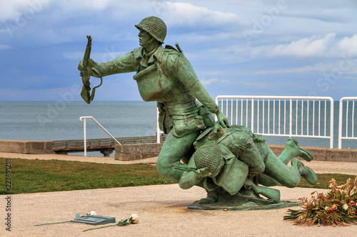 Beautiful view of the Omaha Beach 116th Regimental Combat Team Memorial in Norma Canvas