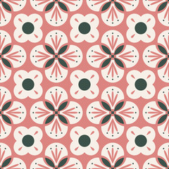 Fototapete - seamless retro pattern with abstract floral elements