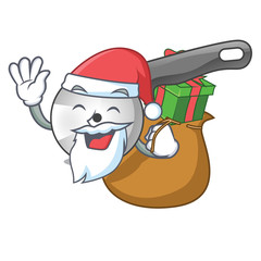 Poster - Santa with gift pizza cutter knife isolated on mascot