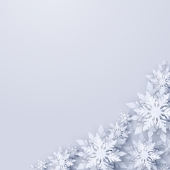 Wall Mural - vector merry christmas and happy new year greeting card design with white realistic 3d layered paper