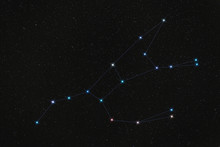 Ursa Major Constellation, Stars Connected By Lines Against Black Night Sky