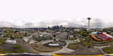 Fototapeta  - Aerial 360 spherical equirectangular image of Seattle Space Needle and Downtown