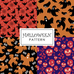 Wall Mural - Halloween pattern set collections with colorful creatures