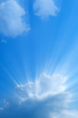 Wall Mural - sunbeam through the haze on blue sky