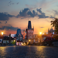 Wall Mural - Street lights on Charles Bridge