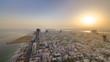 Sunrise and morning with Cityscape of Ajman from rooftop timelapse. Ajman is the capital of the emirate of Ajman in the United Arab Emirates.