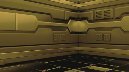 Wall Mural - science background fiction interior rendering sci-fi spaceship corridors,3d rendering