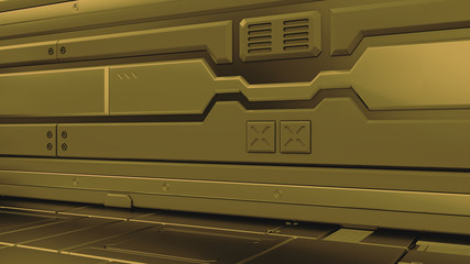 Wall Mural - 3d render interior. futuristic hallway. interior concept design