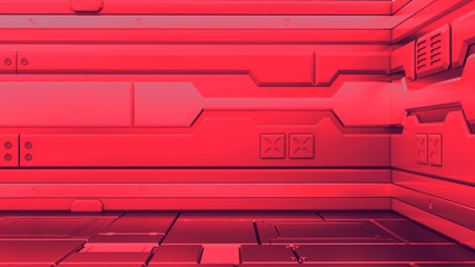 Wall Mural - sci-fi grunge metallic corridor background 3d render