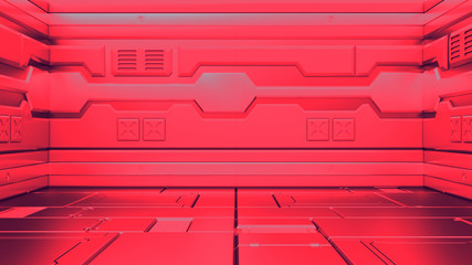 Wall Mural - 3D rendering of realistic sci-fi spaceship corridor